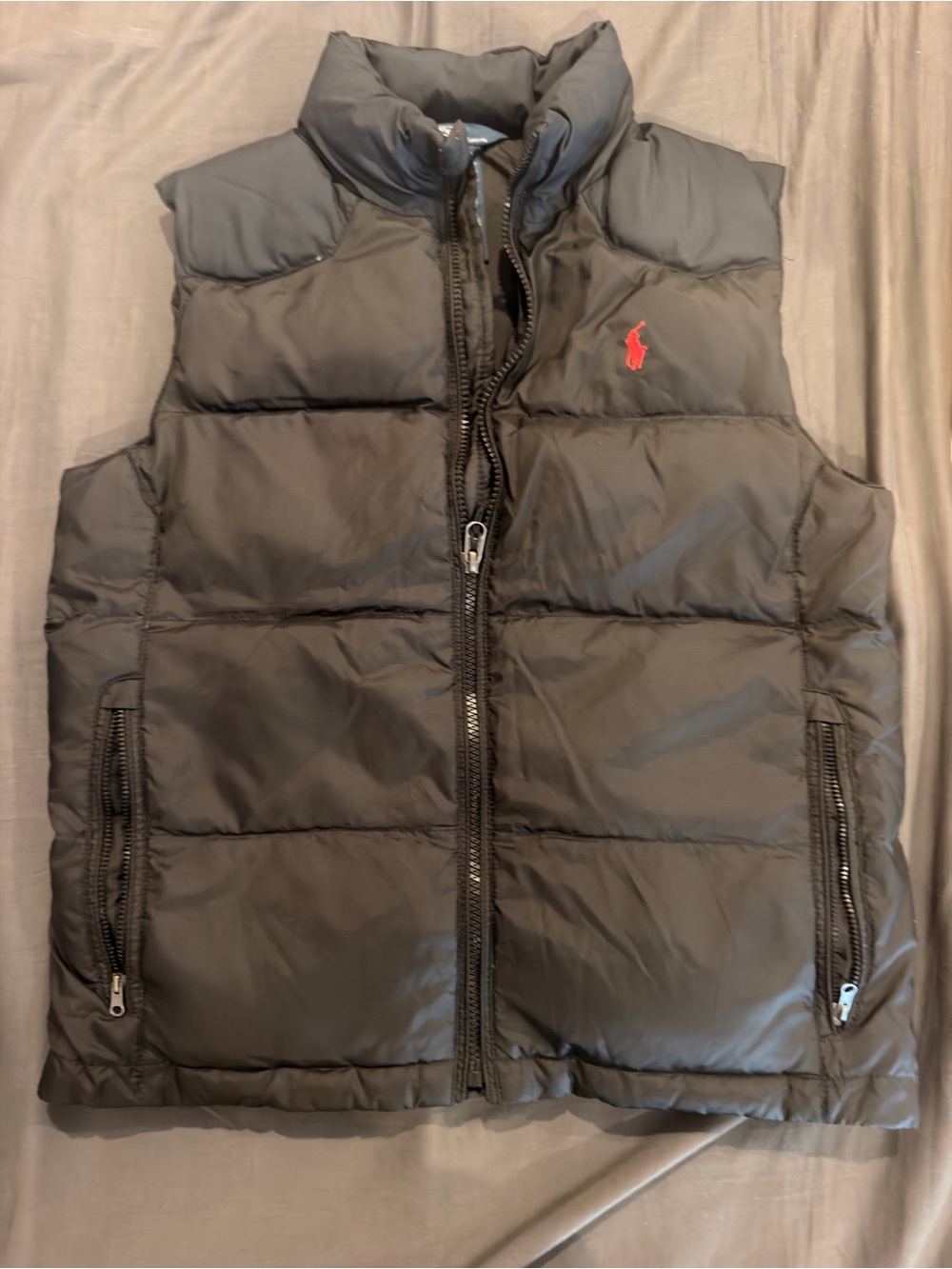 Ralph Lauren Boys' Black Puffer Vest - Red Pony Logo